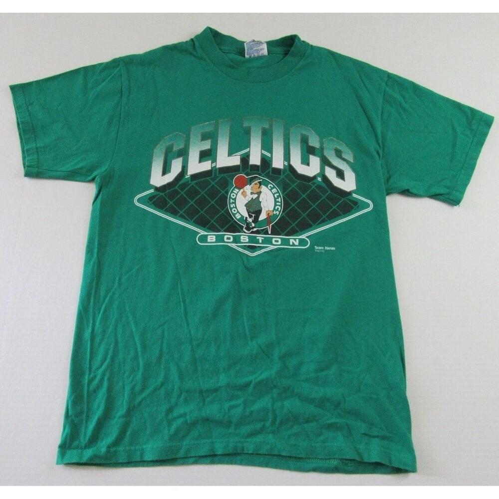 90S Boston Celtics Leprechaun Graphic Green T Shirt  M